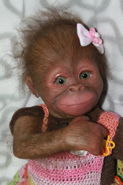 Бонька, обезьянка реборн Элины Кудрявцевой