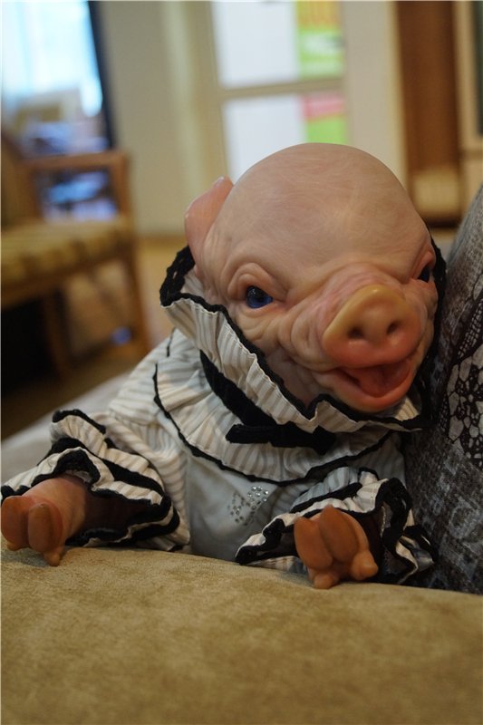 Пухля в новом образе-свинка реборн Рязановой Елены (фото 5)