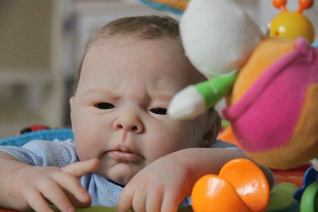 Ноэльчик... очень серьезный малыш... Куколка реборн Вишни Виктории (фото 3)