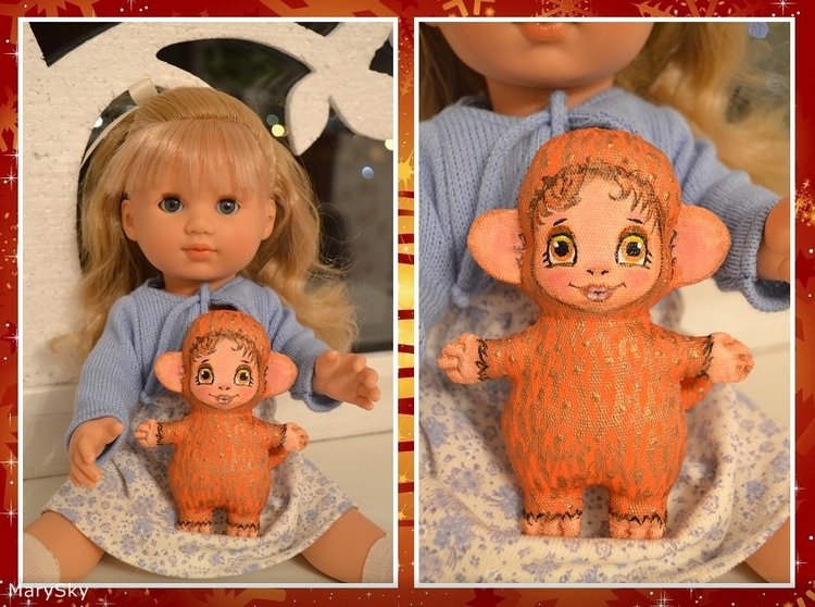 Новогодняя обезьянка. Игрушка ручной работы