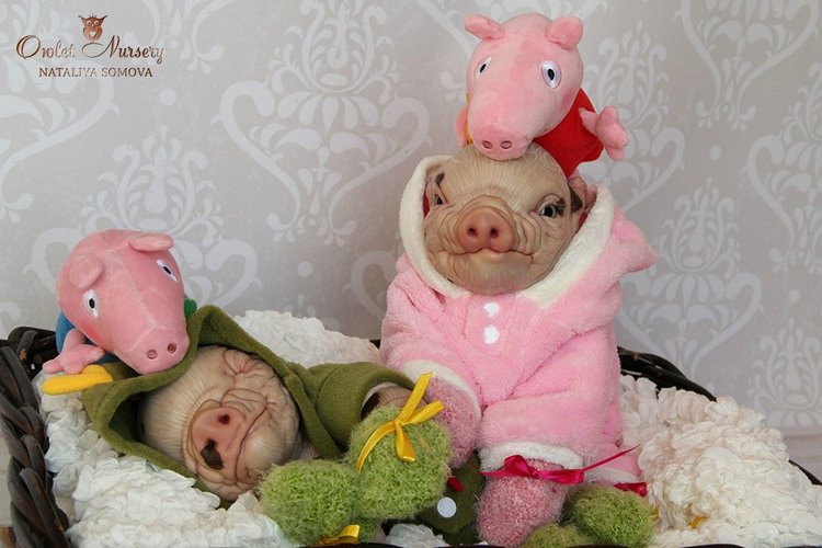 Свинка Пеппа и её младший братик Джордж. Поросята реборн Наталии Сомовой