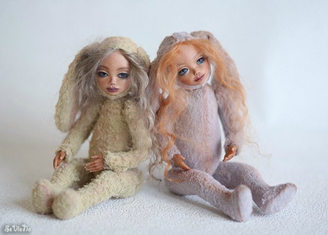 Мои авторские куколки-зайчоночки тедди долл (фото 8)