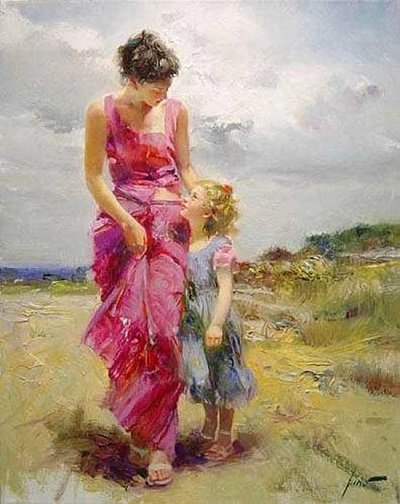 Мама и дети в работах Пино Даени