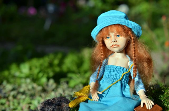 Кукла из шерсти для валяния - Рыжая мечтательница Матильда