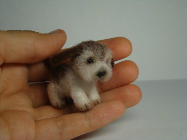 Щенок неизвестной породы. Авторская игрушка валянием из шерсти Ольги Чернухо (фото 10)