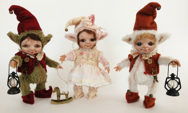 Рождественские эльфики. Авторские куклы тедди долл Анны Добряковой