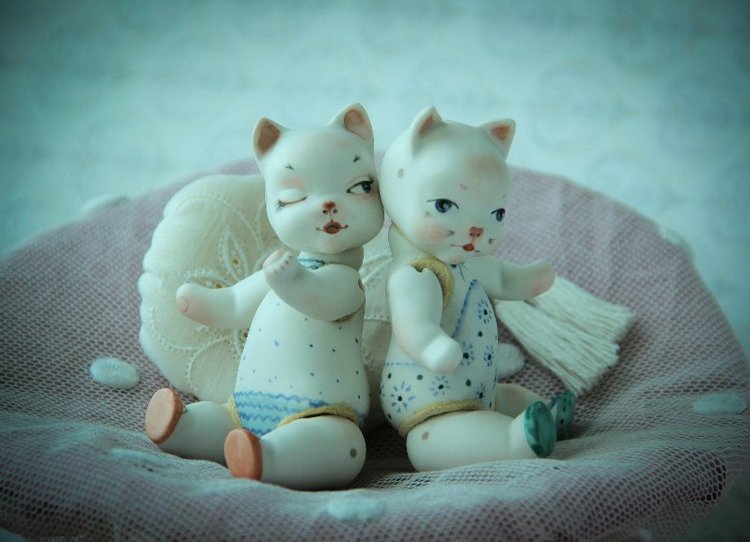 Новый проект "Кошка на ладошке". Фарфоровые куклы