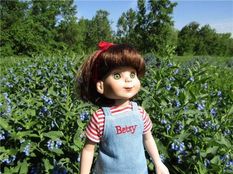 Бетси Robert Tonner. С красным бантом по зеленому лугу