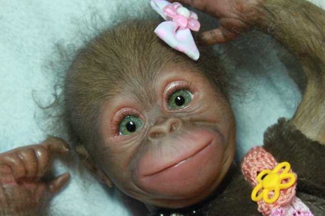 Бонька, обезьянка реборн Элины Кудрявцевой