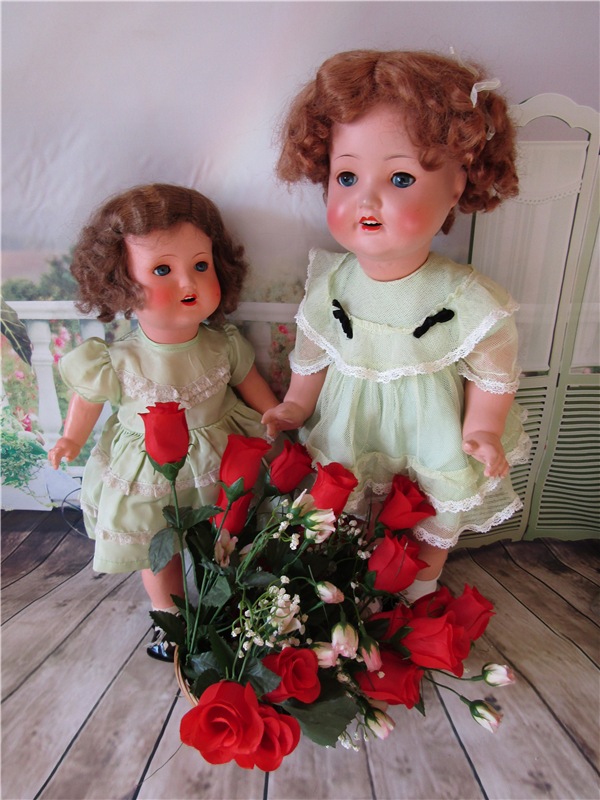 Две куклы Sonnenberg - две сестры. Этюд в салатовых тонах (фото 8)