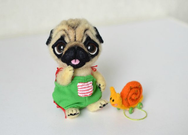 Детский сад для мопсят. Игрушка валянием из шерсти своими руками (фото 5)