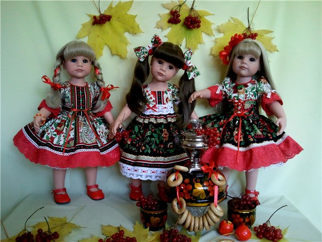 Новые платьица "Калинка-малинка" для Ханночек Gotz