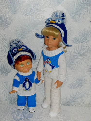 Вот такие мы пингвины))) Теплая одежда для кукол Готц (50 см) и фэйсинок (фото 3)