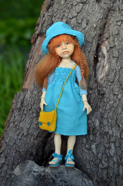 Кукла из шерсти для валяния - Рыжая мечтательница Матильда (фото 6)