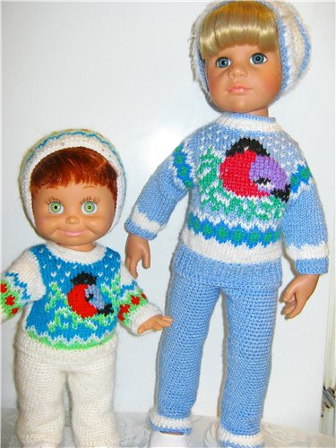 И опять снегири... Комплекты теплой одежды для фэйсинок, паолочек и кукол Готц