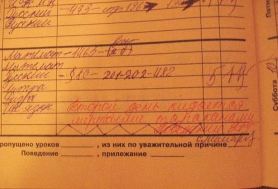 О веселом! Шедевры школьных дневников) Осторожно! очень смешно)