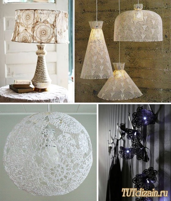 Абажуры из вязаных салфеток