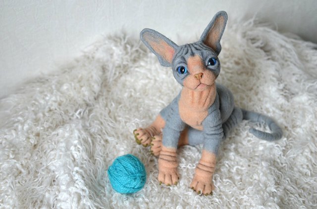 Сфинксенок. Игрушка валянием из шерсти своими руками (фото 7)