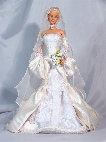 Свадебное платье на барби и прическа