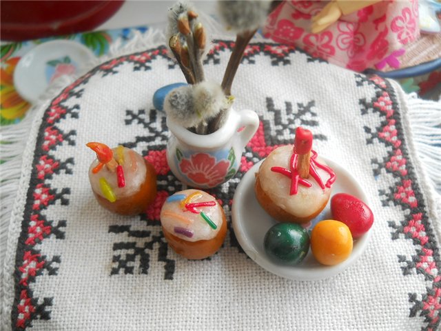 Куличи! Праздничный стол для кукол. Миниатюра