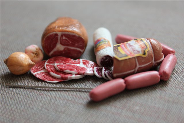 Продукты из Фимо, кукольная миниатюра в формате 1:12 (фото 6)