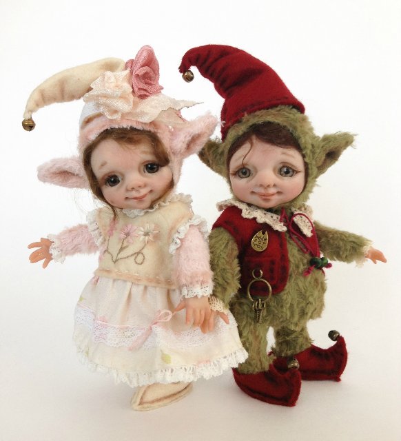 Рождественские эльфики. Авторские куклы тедди долл Анны Добряковой