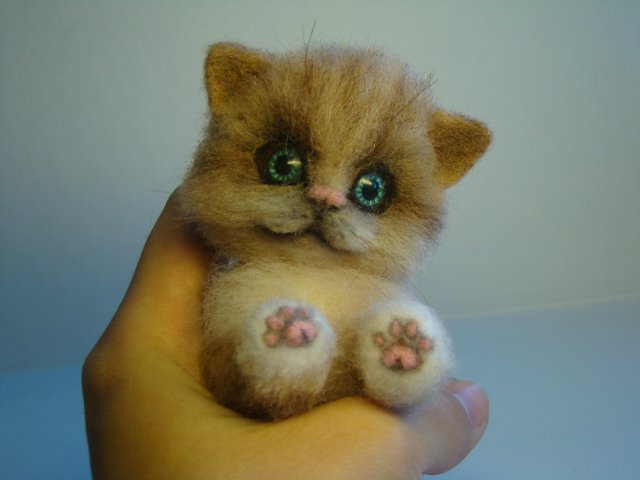 Котище, рыжий хвостище. Авторская игрушка валянием из шерсти Ольги Чернухо (фото 9)