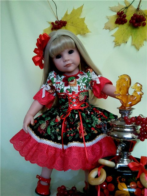Новые платьица "Калинка-малинка" для Ханночек Gotz