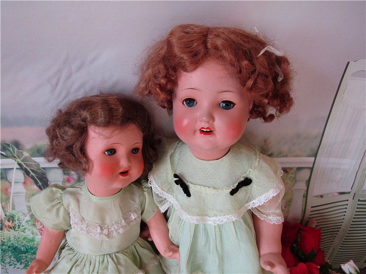 Две куклы Sonnenberg - две сестры. Этюд в салатовых тонах