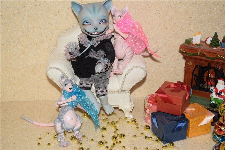 Парочка Бони и Клайд - котики сфинксы, авторские игрушки Юлии Нечаевой (фото 9)