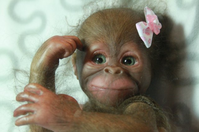 Бонька, обезьянка реборн Элины Кудрявцевой