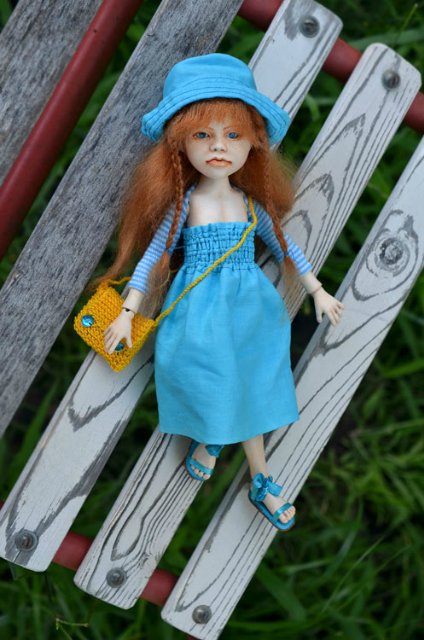 Кукла из шерсти для валяния - Рыжая мечтательница Матильда (фото 10)