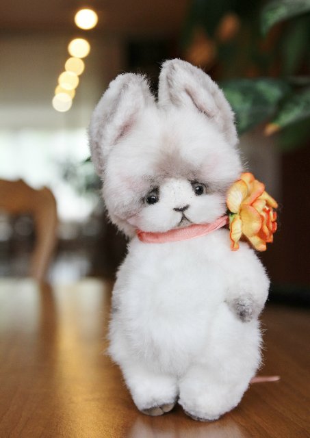 Зайка-тедди Лея, авторская игрушка ручной работы (фото 4)