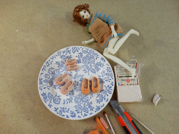 Туфельки из запекаемого пластика для кукол