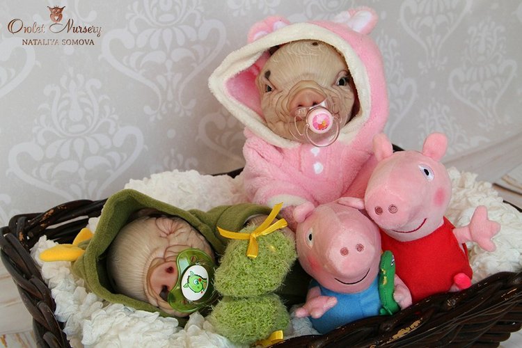Свинка Пеппа и её младший братик Джордж. Поросята реборн Наталии Сомовой