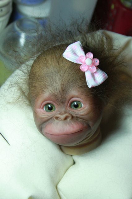 Бонька, обезьянка реборн Элины Кудрявцевой