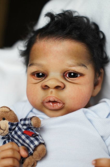 Афро-реборненочек истинный мальчишка Асриель Asriel прототип Беаты Вежбицки, Польша (фото 9)