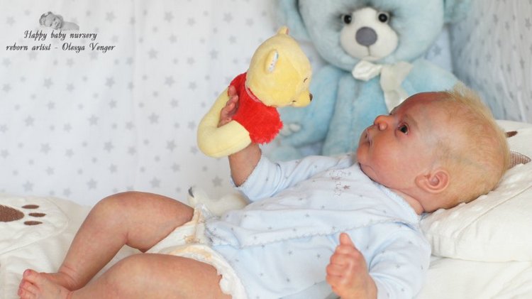 Златовласый малыш с глазами цвета незабудок. Мой Максюша, кукла реборн Олеси Венгер (фото 3)