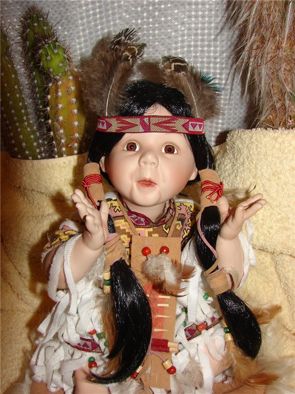 Песня о настоящем индейце, кукла из фарфора (фото 8)