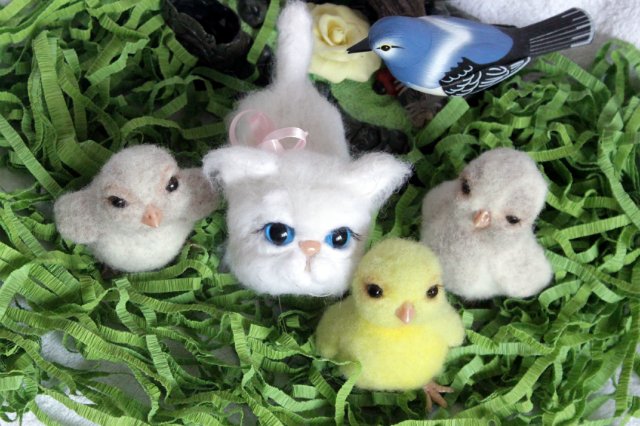 Моя кошечка валянием из шерсти готова