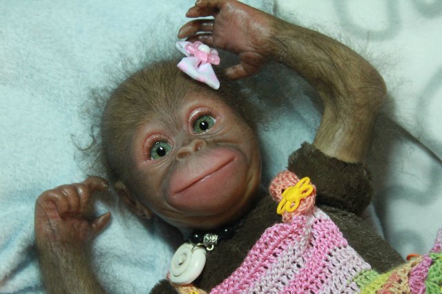Бонька, обезьянка реборн Элины Кудрявцевой