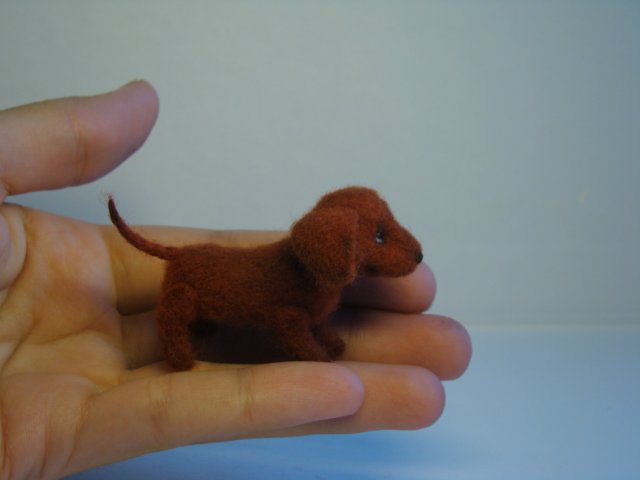 Мини-такс. Авторская игрушка валянием Ольги Чернухо (фото 5)