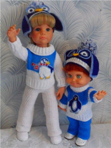 Вот такие мы пингвины))) Теплая одежда для кукол Готц (50 см) и фэйсинок (фото 5)