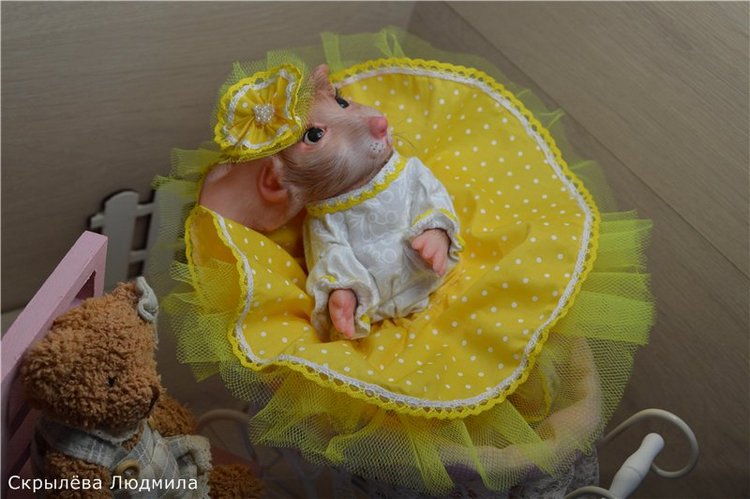 Мышка реборн, маленькая модель. Mouse Mascot от скульптора Sylvia Manning