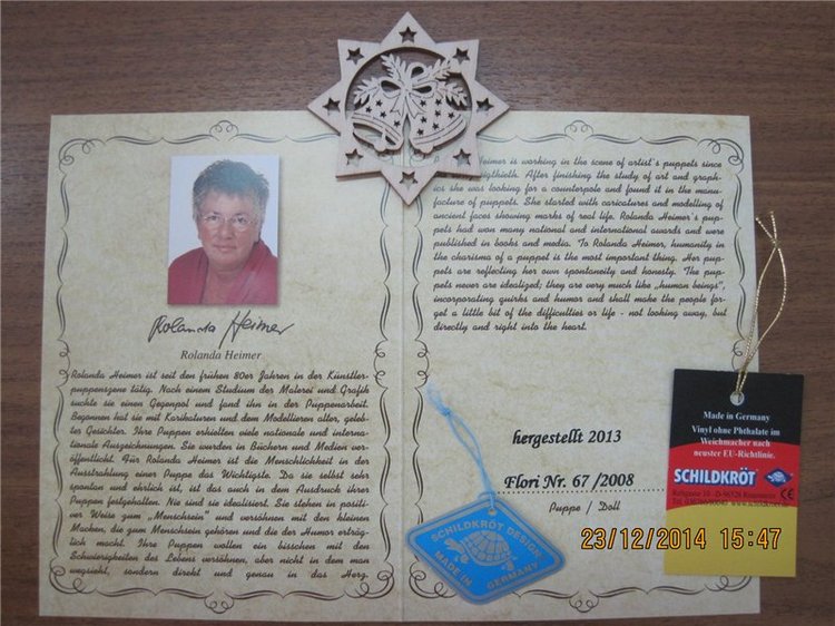 Фросенька. Коллекционная куколка Flori, Rolanda Heimer, Schildkrot (фото 4)