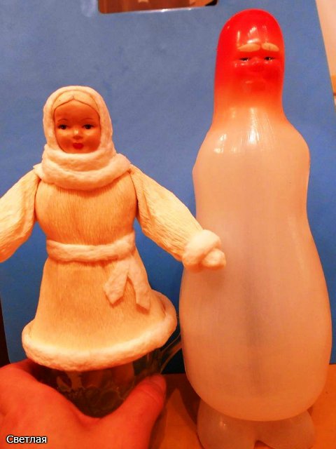 Реставрация антикварной новогодней игрушки из ваты. Снегурочка и Дед Мороз. +БОНУС, папье маше из ваты