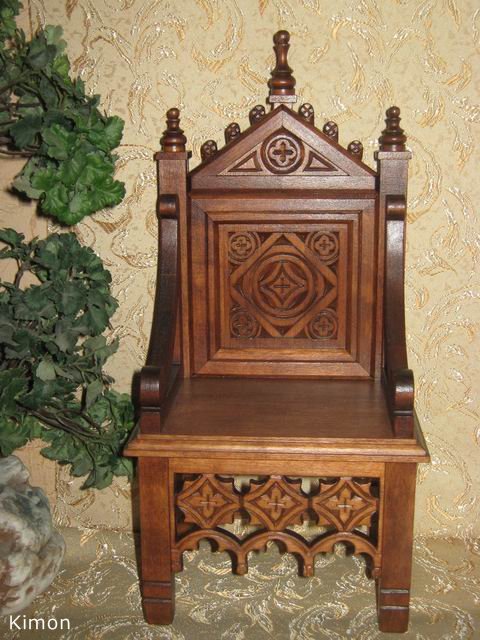 Эксклюзивная кукольная мебель. Готический трон для авторской куколки (ростом 34см)