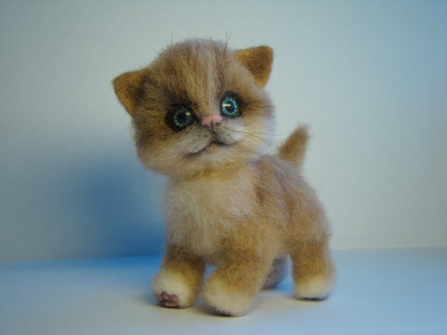 Котище, рыжий хвостище. Авторская игрушка валянием из шерсти Ольги Чернухо (фото 4)