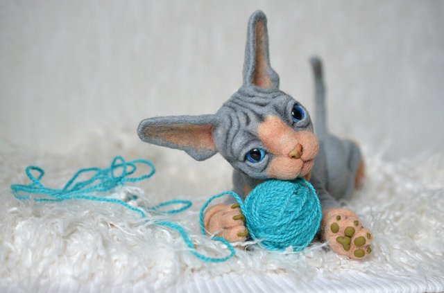 Сфинксенок. Игрушка валянием из шерсти своими руками (фото 3)