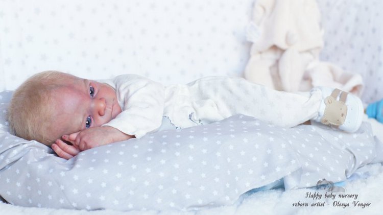 Златовласый малыш с глазами цвета незабудок. Мой Максюша, кукла реборн Олеси Венгер